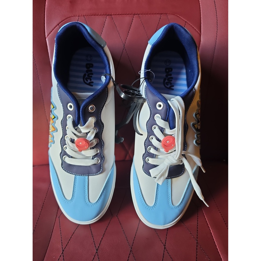 Bluey and Bingo Women's Court Sneakers Shoes Blue & White Lace Up Size 11
